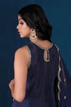 Shop_Saubhagya_Blue Silk, Organza Cut Work, Sequins Round Neck Moti Embroidered Kurta Set _at_Aza_Fashions