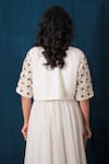 Shop_Saubhagya_Off White Georgette, Linen Pearls, Solid Anarkali With Embroidered Jacket _at_Aza_Fashions