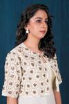 Buy_Saubhagya_Off White Georgette, Linen Pearls, Solid Anarkali With Embroidered Jacket _Online_at_Aza_Fashions