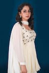 Buy_Saubhagya_Off White Georgette, Linen Pearls, Floral Embroidered Peplum Kurta Sharara Set _Online_at_Aza_Fashions