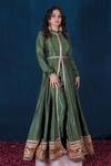 Saubhagya_Green Silk, Organza, Microfiber Embroidery, Gota Patti, Border Anarkali Set _Online_at_Aza_Fashions