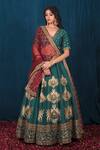 Buy Saubhagya Green Silk, Organza Sequins, Zari, Metallic Raw Embroidered Bridal Lehenga Set at Aza Fashions Buy_Saubhagya_Green Silk, Organza Sequins, Zari, Metallic Raw Embroidered Bridal Lehenga Set _at_Aza_Fashions