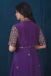 Shop_SAUBHAGYA_Purple Crepe Hand Embroidery Cutdana Cape Open Neck Skirt Set _Online_at_Aza_Fashions