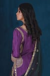 SAUBHAGYA_Purple Opada Silk Hand Embroidery Acrylic Mirror Placement Kurta Sharara Set _at_Aza_Fashions