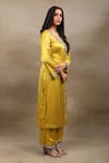 Shop_SAUBHAGYA_Yellow Heavy Modal Satin Placement Embellished Swarovski Stone Kurta With Pant _at_Aza_Fashions