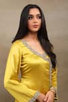 Buy_SAUBHAGYA_Yellow Heavy Modal Satin Placement Embellished Swarovski Stone Kurta With Pant _Online_at_Aza_Fashions