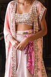 Shop_ANUSHKA KHANNA_Purple Silk Crepe Embroidery Cutdana Checkered Jaal Embellished Cape Lehenga Set _at_Aza_Fashions