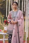 LASHKARAA_Pink Silk Embroidery Zari Round Neck Kurta Patiala Pant Set_at_Aza_Fashions