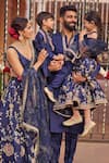 LASHKARAA_Blue Silk Embroidery Floral V Neck Flower Vine Lehenga Set_at_Aza_Fashions