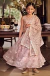 Buy_LASHKARAA_Pink Silk Embroidery Floral Zari Lehenga Set_at_Aza_Fashions