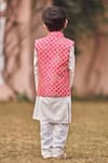 Shop_LASHKARAA_Pink Silk Embroidery Floral Bundi And Kurta Set_at_Aza_Fashions