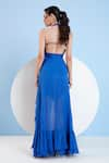 Shop_Mandira Wirk_Blue Chiffon Embellished Sequin Halter Cut-out High-low Dress _at_Aza_Fashions