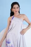 Buy_Mandira Wirk_Purple Satin Printed Floral One Shoulder Placed Kaftan _Online_at_Aza_Fashions