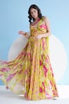 Shop_Mandira Wirk_Green Chiffon Printed Floral Sweetheart Maxi Dress_Online_at_Aza_Fashions