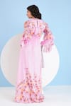 Shop_Mandira Wirk_Pink Chiffon Printed Floral Round Maxi Dress _at_Aza_Fashions