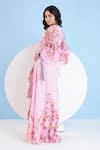 Mandira Wirk_Pink Chiffon Printed Floral Round Maxi Dress _at_Aza_Fashions