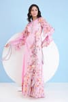 Buy_Mandira Wirk_Pink Chiffon Printed Floral Round Maxi Dress 