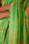 Shop_Saundh_Green Saree Natural Crepe Print Nargis Flower With Unstitched Blouse Piece _Online_at_Aza_Fashions