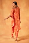 Shop_Saundh_Orange Natural Crepe Print Ambrosia One Shoulder Kurta With Dhoti Pant_at_Aza_Fashions