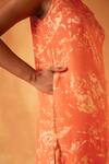 Shop_Saundh_Orange Natural Crepe Print Ambrosia One Shoulder Kurta With Dhoti Pant