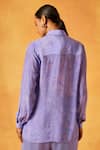 Shop_Saundh_Purple Natural Crepe Self Print Bloom Haze Collar Neck Shirt_at_Aza_Fashions