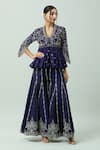 Buy_Jayanti Reddy_Purple Chanderi Hand Embroidery Floral Sharara  _at_Aza_Fashions