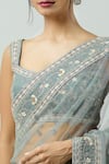 Buy_JAYANTI REDDY_Blue Net Hand Embroidery Floral Saree _Online_at_Aza_Fashions