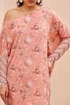 Buy_Chhavvi Aggarwal_Pink Crepe Printed Flower Asymmetric One Shoulder Top And Pant Set _Online_at_Aza_Fashions