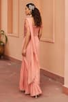 Shop_Chhavvi Aggarwal_Pink Georgette Embroidery Sequin Sharara Saree With Corset Blouse _at_Aza_Fashions