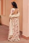 Shop_Chhavvi Aggarwal_Ivory Georgette Printed Floral V-neck Blossom Lehenga Set _at_Aza_Fashions