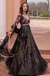 Chhavvi Aggarwal_Black Georgette Embellished Blossom Pattern Anarkali With Dupatta  _at_Aza_Fashions