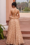 Shop_Chhavvi Aggarwal_Beige Banarasi Blossom Pattern Lehenga Set With Mirrorwork Blouse _at_Aza_Fashions