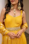 Buy_Chhavvi Aggarwal_Yellow Georgette Embellished Stripe Pattern Anarkali With Dupatta _Online_at_Aza_Fashions