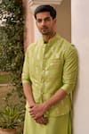 Chhavvi Aggarwal_Green Chanderi Silk Woven Blossom Banarasi Bundi Kurta Set _Online_at_Aza_Fashions