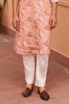 Chhavvi Aggarwal_Pink Crepe Print Gardenia Bloom Collared Kurta With Pant  _Online_at_Aza_Fashions