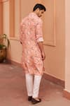 Shop_Chhavvi Aggarwal_Pink Crepe Print Gardenia Bloom Collared Kurta With Pant  _at_Aza_Fashions