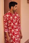 Buy_Chhavvi Aggarwal_Red Crepe Print Flowery Kurta With Pant _Online_at_Aza_Fashions