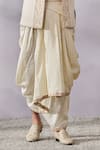 Tarun Tahiliani_Ivory Chanderi Jacquard Textured Geometric Bandhgala And Dhoti Pant Set _Online_at_Aza_Fashions