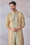 Buy_Tarun Tahiliani_Beige Tussar Boski Printed Kasheeda Kurta Set _Online_at_Aza_Fashions