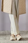 Tarun Tahiliani_Ivory Silk Dupion Embroidered Geometric Panel Sherwani Trouser Set _Online_at_Aza_Fashions