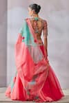 Shop_Tarun Tahiliani_Multi Color Shot Organza Embroidered Phulkari V Neck Layered Lehenga Blouse Set_at_Aza_Fashions