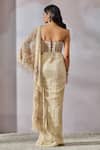 Shop_Tarun Tahiliani_Ivory Corset Tulle Embroidered Floral Pre-draped Concept Saree With _at_Aza_Fashions
