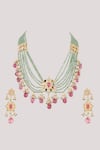 ChhavI'S Jewels_Multi Color Diamonds, Stones Kundan And Polki Embellished Layered Jewellery Set _Online_at_Aza_Fashions