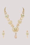 ChhavI'S Jewels_Multi Color Diamonds, Stones, Crescent Kundan And Jade Embellished Jewellery Set _Online_at_Aza_Fashions