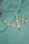 ChhavI'S Jewels_Multi Color Diamonds, Stones, Crescent Kundan And Jade Embellished Jewellery Set _at_Aza_Fashions