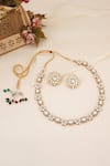 Shop_ChhavI'S Jewels_White Diamonds, Stones Floret Kundan And Polki Studded Jewellery Set _at_Aza_Fashions
