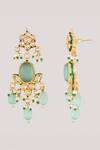 Buy_ChhavI'S Jewels_Green Pearls, Stones Dewy Bloom Kundan And Polki Studded Jewellery Set _Online_at_Aza_Fashions