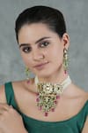 Chhavi's Jewels_Multi Color Kundan Amira Fleur And Polki Studded Jewellery Set _at_Aza_Fashions