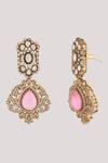 Shop_Chhavi's Jewels_Pink Rose Quartz Damask Embellished Jewellery Set _Online_at_Aza_Fashions