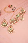 Shop_Chhavi's Jewels_Multi Color Kundan Celinda Bloom And Polki Studded Jewellery Set_at_Aza_Fashions